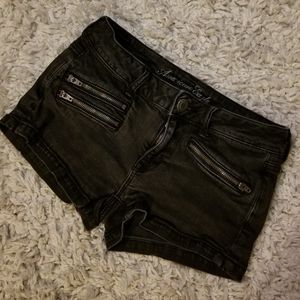American Eagle Black Mini Zipper Shorts